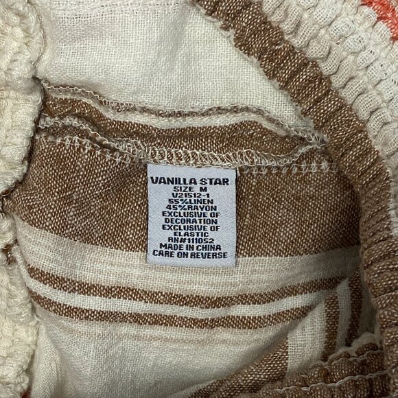 Vanilla Star Linen Gauze Flyaway Palazzo Pants M Wide Waist Split Sides Striped - Picture 12 of 13